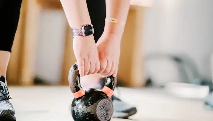 Woman working out at home